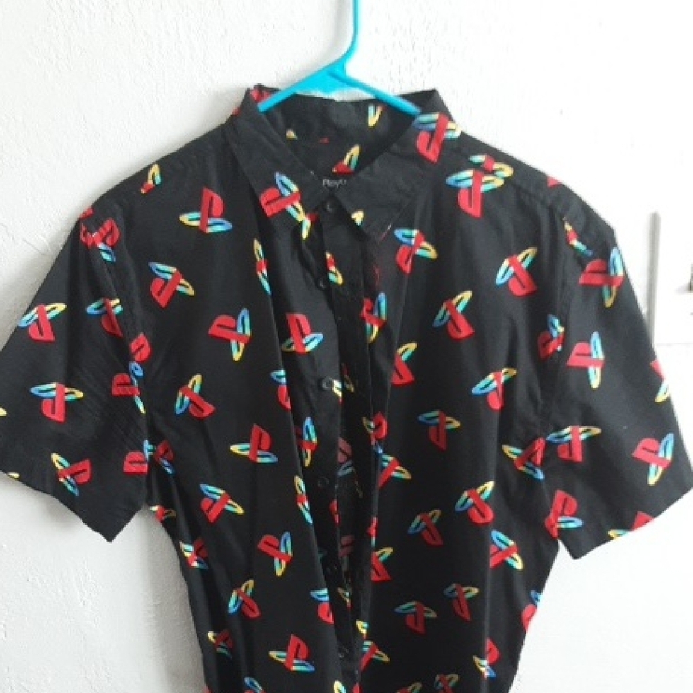 PlayStation Logo Black Button-Up Shirt